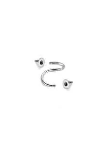 2PCS S Shape Helix Piercing Ear Piercing Rivet Ear Stud Cartilage Body Piercing Punk Style Body Jewelry Ear Stacks - Silver - View 4