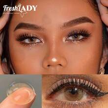 FRESH LADY 1副自然棕色美瞳，瞳孔大小适中，适合日常佩戴、约会、工作或角色扮演，年抛型，14.2毫米 - 棕色 - 查看 7