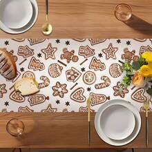 MEMNUN 1pc Merry Christmas Gingerbread Man, Gingerbread House, Candy Cane, Christmas Tree, Star, Bell, Snowflake, Heart Print Decorative Table Runner, Tablecloth, Christmas Decor, Table Decor, Home Decor, Kitchen Decor, Table Cloth Rectangle, Suitable For Kitchen, Dining Table, Home Party Decoration, Gift - Multicolor - View 8