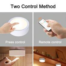 LED 橱柜下照明，带遥控器的电池供电 LED 冰球灯，3 种颜色照明橱柜下灯，壁橱下灯，贴灯，厨房、柜台、壁橱台下灯 - 白色 - 查看 9