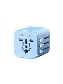 PHILIPS SPB1013B/93 International Universal Adapter Portable Wide Voltage Design Supports 200+ Countries And Regions, Essential For International Travel, Business, And Study Abroad, EU Type-C Plug (220-240V)