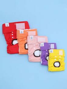 3 pièces/paquet Couches pour chien réutilisables de couleurs aléatoires, haute absorption, anti-fuite, utilisation pour l'apprentissage des chiots, élastique réglable, sous-vêtements pour animaux de compagnie, convient aux petits et moyens chiens femelles - Multicolore - Voir 11