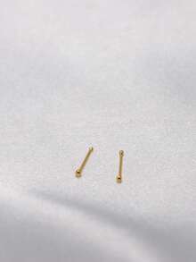 2pcs 925 Sterling Silver Gold Plated Nose Studs, 1.2mm Mini Nose Bone Studs, Small Ball Nose Bone Studs, 24G (0.5mm) Nose Studs - 1.2mm - View 3