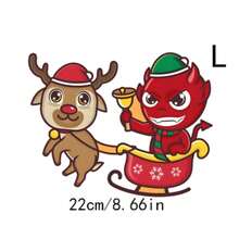 1pc/2pcs/3pcs Christmas Mischief Combo! Reindeer Sleigh & Imp Decals, Suitable For T-Shirts, Masks, Jeans, Backpacks, Machine Washable, Unisex DIY Stickers