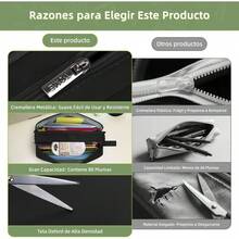 Estuche para Lápices de Gran Capacidad para Usoúltiple,Estuche para Lápices con 3 Compartimientos Tela Oxford Organizador de Papelería para el Trabajo de Oficina Escolar Negro Verde Gris - Verde - Ver 4