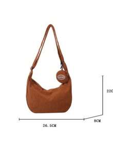 Stylish Corduroy Crossbody Bag With Adjustable Strap And Coin Purse [7008] - Màu Khaki - Xem 4