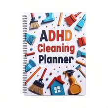 36-Page ADHD Cleaning Planner - Customizable Home Organizer With Cleaning Schedule Template And To-Do List - Adult Undated Cleaning Planner For Home, Kitchen, Bathroom, And Office - Durable Paper Cover Design, Fun Illustrations, And Colorful Spiral Binding