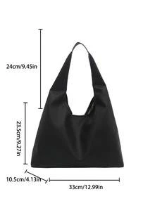Women's Solid Color PU Leather Fashion Large Capacity Shoulder Bag For Daily Use - Black - View 2