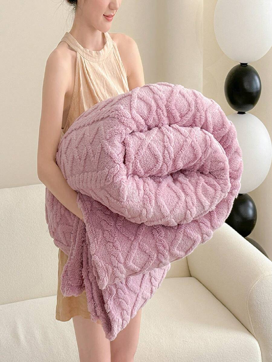 1 pieza Manta estilo bohemio en beige, manta de forro polar de tafetán jacquard, manta suave y ligera, transpirable y cálida de doble uso como cubrecama/chal para sala de estar, dormitorio, dormitorio, decoración de muebles, todo el año, el tamaño pequeño se puede usar como toalla de playa - Púrpura malva - Ver 1