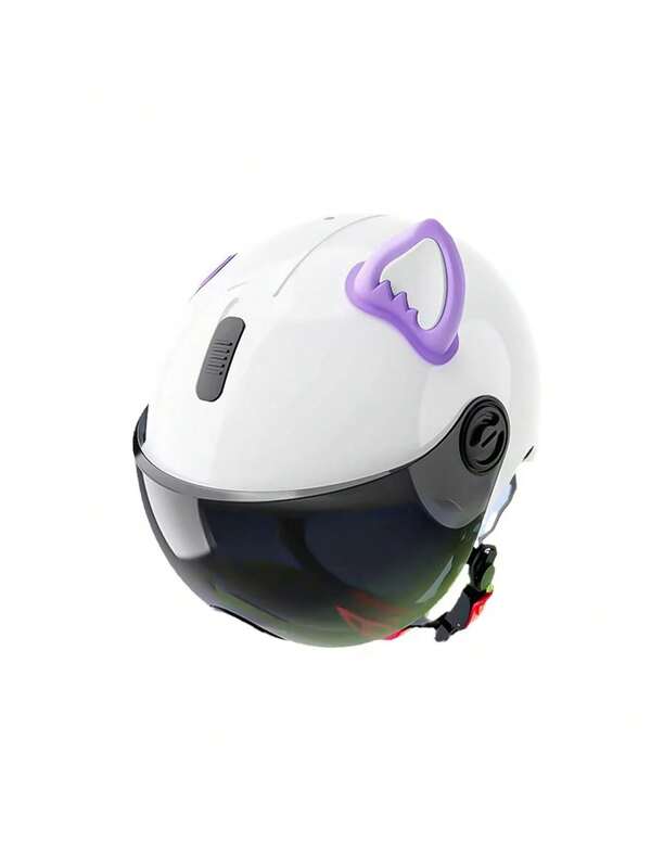 2 Stücke Katzenohren Helm Dekoration Motorrad Elektro Aufkleber Dekor, süße mehrfarbige Motorradhelm Zubehör, universell