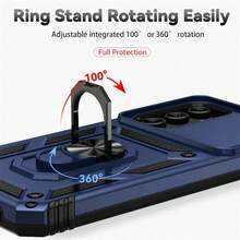 适用于三星 Galaxy A55 A36 A26 A16 A54 A34 A14 A15 A05 5G 手机壳，带滑动摄像头盖和内置 360° 旋转指环支架，磁吸式防震设计，也适用于 Galaxy S25 S24 S23 S22 S21 S20 Plus Ultra FE，国际版，非国内版。 - 藍色 - 查看 7