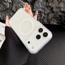 Funda de teléfono magnética Magsafe compatible con iPhone 17 Air 16 E 15 14 13 Pro Max 12 Mini 11, cubierta delgada de acrílico transparente - transparente - Ver 4