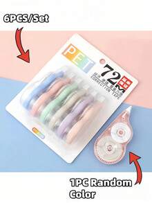 Set da 6 pezzi di nastro correttore ad alta capacità, set di nastri correttori per studenti, strumento di modifica della scrittura, forniture correttive, gomma, per compiti a casa, forniture scolastiche, per la stagione del ritorno a scuola - Multicolore - Visualizzare 7