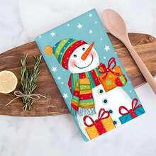 1 set/2 buc/100 buc lavete de bucătărie și lavete imprimate cu oameni de zăpadă, potrivite pentru decorarea interioară în restaurante, bucătării și băi, decorarea petrecerilor, cadouri de festival și pot fi oferite și ca cadouri de Crăciun.