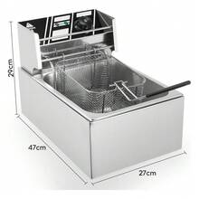 Freidora Aceite Eléctrica Plateado 3400 W Automática Industrial Acero Inoxidable Gran Capacidad 16 Lt - Plateado - Ver 7