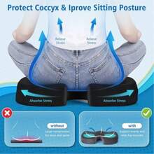 Office Chair Seat Cushion, Cooling Gel Enhanced Memory Foam Cushion For Long Sitting - Back, Sciatica, Coccyx, Tailbone Pain Relief Pillow - For Office, Gaming, Car, - Black - 黑色 - 查看 6