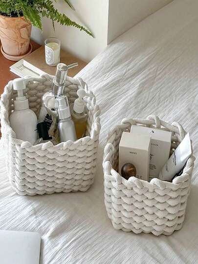 1pc Woven Cosmetic Storage Basket, Storage Basket, Great Gift For Friends