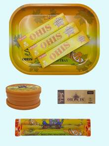 8pcs/Set - Convenient Smoking Set With Tinplate Tray, Flavors Of Cigarette Paper-Cigarette Rolling Machine-110mm Slim Rolling Papers, Spices Grinder And Smoking Accessories - A Complete Smoking Set For Valentine's Day Gift