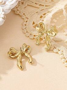 Elegant Bow Earrings For Women Hypoallergenic Lightweight Fashion Jewelry Simple Stylish Birthday Gift Idea Dainty Feminine Accessories