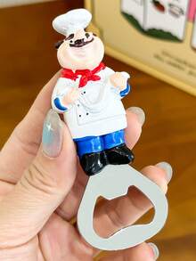 1 pièce Aimant de réfrigérateur en forme de chef et ouvre-bouteille 2-en-1 - Pratique et élégant pour la décoration de cuisine et la maison, le rangement et l'ouverture des boissons