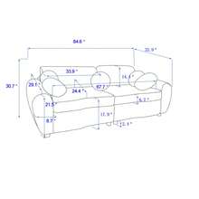 Modern Sofa For Living Room, 84" Corduroy Sofa Couch, Sectional Love Seat Couch, Upholstered Sofa For Apatment Bedroom Home Office - 黑色 - 查看 7