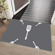 1pc Crystal Velvet Kitchen Rug, Modern Simple Non-Slip Washable Decorative Entrance Mat