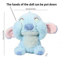 名创优品迪士尼史迪奇莉萝毛绒玩偶，可爱史迪奇毛绒填充玩偶，家居沙发卧室装饰配件，圣诞节儿童生日礼物，32厘米/12.6英寸 - 藍色 - 查看 7