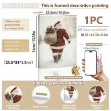 1 szt., płótno ścienne, dekoracje świąteczne, oprawione ozdoby świąteczne, śnieżny zimowy krajobraz, Święty Mikołaj, wystrój świąteczny w stylu rustykalnym, wystrój bożonarodzeniowy w stylu vintage, bałwan, choinka, pociąg świąteczny, dekoracja pokoju bożonarodzeniowego, wystrój salonu