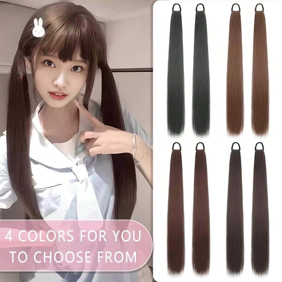 18 英寸万圣节日常马尾辫发圈和合成纤维假发马尾辫 - 适合日常佩戴 - 彩色 - 查看 1