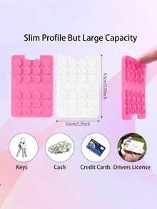 新款硅胶吸盘卡套，方形单面手机吸盘支架，粘性手机壳支架，硅胶手机配件，兼容苹果和安卓手机，自粘吸盘手机支架，多功能硅胶手机口袋吸盘手机壳 - 彩色 - 查看 5