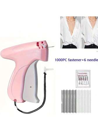 Clothing Needle Gun - Handheld Needle Tag Gun Quick Clothing Fixing Device Sewing Kit Includes 6 Needles, 1000 Fasteners Clothing Repair Sewing Gun Quick Clothing Repair Tool, Clothing Micro Sewing Gun, Quick Repair Quilt Nails, Clothing Edge Wrapping Machine