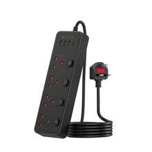 UK Standard 8-In-1 Power Strip Extension Cord, 4-Way UK 3-Pin Outlets With Independent Switches, USB Charging Ports, Multi-Outlet Power Strip, Suitable For Home, Office, Bedroom And Travel Use - UK Plug(220-240V) - View 2