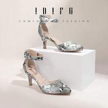 Women's IN3 D'Orsay Pumps Low Kitten Heels For Women Dress Shoes Pointed Closed Toe Wedding Bride Ankle Strap Dressy Silver Black Nude White Gold Heels For Women-2025 - 蛇白 - 查看 11