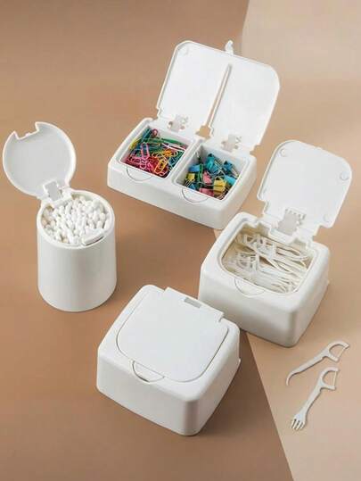 1pc Desktop Storage Box, Mini Desktop Organizer Box, Clean Swab Box, Small Items Storage Box, Jewelry Storage Box, Plastic Covered Storage Bucket, Clean Swab Box, Dust-Proof Small Items Organizer
