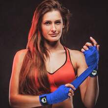 Vendas de boxeo, guardamanos de boxeo, vendas elásticas para manos, paquete de 2 vendas deportivas (5 m), vendas para artes marciales mixtas Guardamanos elásticos para protección de muñecas y nudillos - Azul Marino - Ver 8
