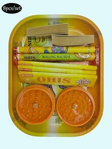 8pcs/Set - Convenient Smoking Set With Tinplate Tray, Flavors Of Cigarette Paper-Cigarette Rolling Machine-110mm Slim Rolling Papers, Spices Grinder And Smoking Accessories - A Complete Smoking Set For Valentine's Day Gift