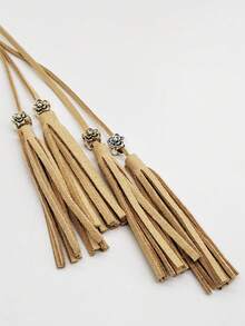 Bohemian Style Khaki Color Tassel Belt For Women Summer, School Fall, Autumn, Halloween - Khaki - View 6