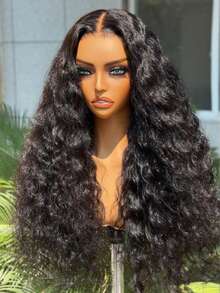 UNice Hair 7x5 Lace Closure Bye Bye Knots Natural Wavy And Loose Water Wave Wig Put On And Go Glueless Wig Invisible Drawstring Summer Vibe Look Natural Black Effortless Natural Hairline Pre Cut Pre Pluck Pre Bleached Transparent Lace 100% Human Hair Unice Wigs For Women