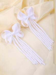 2pcs Teen Girls Bow Decor Alligator Hair Clip - White - View 6