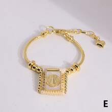 1pc 18K Gold Plated Vintage Religious Christian San Benito Cross Virgin Mary Tiny Bead Handmade Accessories Women Bracelets