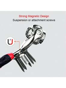 HALMAN Llave de tubo universal 52 en 1, mango antideslizante de 8-19 mm y diseño de hueso giratorio, juego de llaves de tubo multifuncionales mejoradas, herramienta de llave de doble extremo ajustable universal con imán, herramienta de llave multifuncional, cabezal giratorio de 360 ​​grados, llave universal con cabezal magnético, tornillos adsorbibles, llave métrica, llave imperial, herramientas de acero inoxidable para el hogar o el automóvil, herramientas de reparación, artículos para el hogar, accesorios de garaje, herramientas de llave para el hogar, bicicletas, reparación de automóviles - Rojo - Ver 7