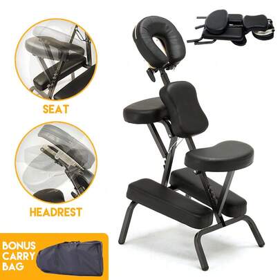 PORIYA Professional Foldable Massage Chair  Portable Adjustable Beauty Therapy Table For Tattoo, Waxing & Spa  250KG Capacity W/ Bonus Carry Bag  Lightweight Aluminum Frame