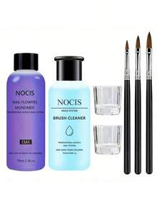 专业美甲刷清洁液 – 丙烯酸凝胶刷护理液，快速溶解凝胶，丙烯酸液体单体 – 包含调和碟的完整清洁套装，适用于美甲工具 - 彩色 - 查看 8