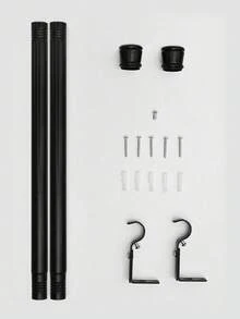 1套窗簾連接羅馬桿,不銹鋼重型窗簾桿,1英寸直徑裝飾調節帶支架的窗簾棒,適用於房間隔板、臥室、客廳、廚房、浴室,黑色 - 黑色 - 查看 11