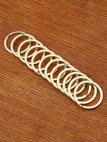 10Pcs Polished Silver Keyring Stainless Steel Hole Flat Key Ring Key Chain Rhodium Plated Round Split Keychain DIY Wholesale Christmas Gift Ideas - Gold - View 6