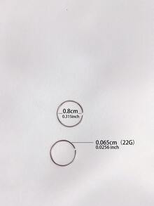 2pcs 8mm Pure Silver Nose Ring Cartilage Hoop Earrings Lip Piercing Jewelry, 22G*0.65mm - White Gold - View 5