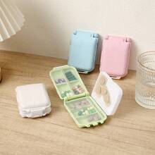 Portable Mini Pill Box, Double Sealed Medicine Tablet Storage Box, Foldable Flip Cover 3-Layer 8-Grid Large Capacity Pill Case, Travel Medication Organizer - Multicolor - View 2