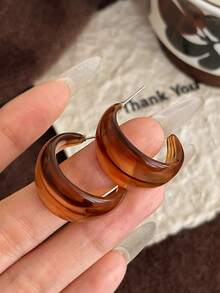 1 Pair Vintage Tie Dye Brown Half-Circle Exaggerated Drop Earrings, Suitable For Women's Vacation, Party, Holiday, Couple Date, Birthday Gift, Mother's Day Gift