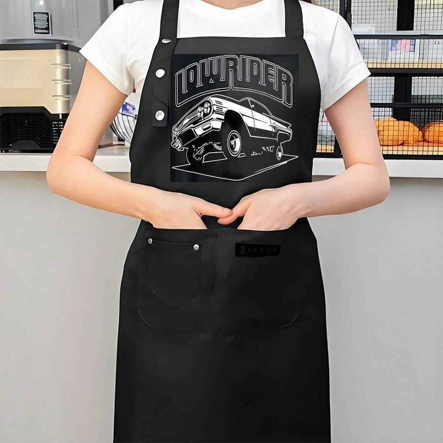 1 Piece Heavy-Duty Apron - Black With Striking White Lettering, Easy-To-Clean Polyester Apron, Suitable For Home Kitchens, Restaurants, Food Trucks, Professional Chefs - Ideal For Cooking, Baking, And Catering - Durable And Washable Apron, Suitable For Chefs And Home Cooks, Baking Accessories, Stylish Kitchen Attire, High-Quality Materials, Restaurant Staff - AZX0001 - 查看 1
