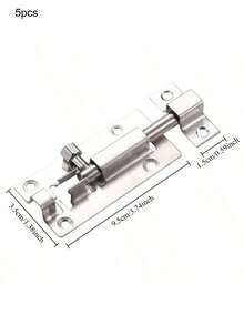 1pc Stainless Steel Latch, Thickened Surface Mount Latch Bolt Bathroom Wooden Door Window Anti-Theft Latch Lock, Vintage Style Square Latch - Silver - View 7